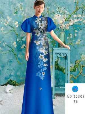 Vải Áo Dài Hoa In 3D AD 22308 26